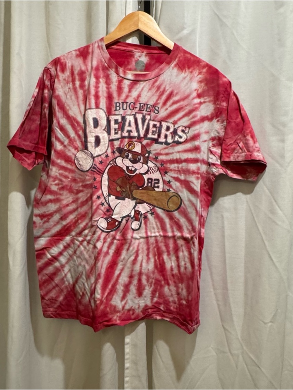 Buc-ee's Beavers Red Tie-Dye Short Sleeve Tee